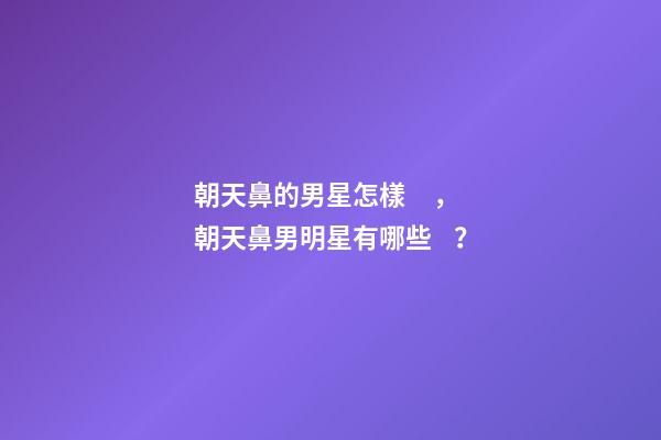 朝天鼻的男星怎樣，朝天鼻男明星有哪些？